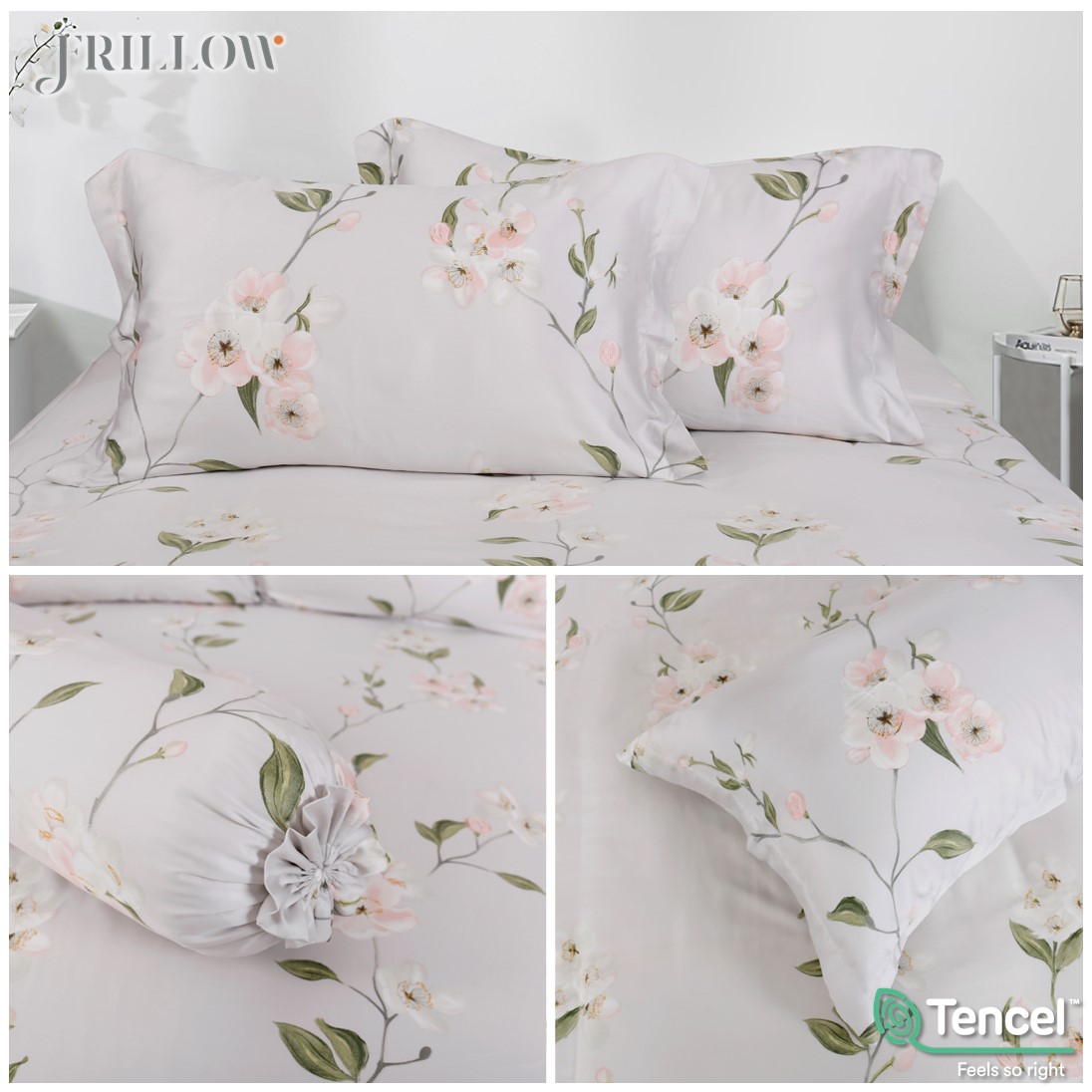 FRILLOW ชุดผ้าปูที่นอน TENCEL™ 1180TC 5 ฟุต (5 ชิ้น) สี LADY BLOOM_7